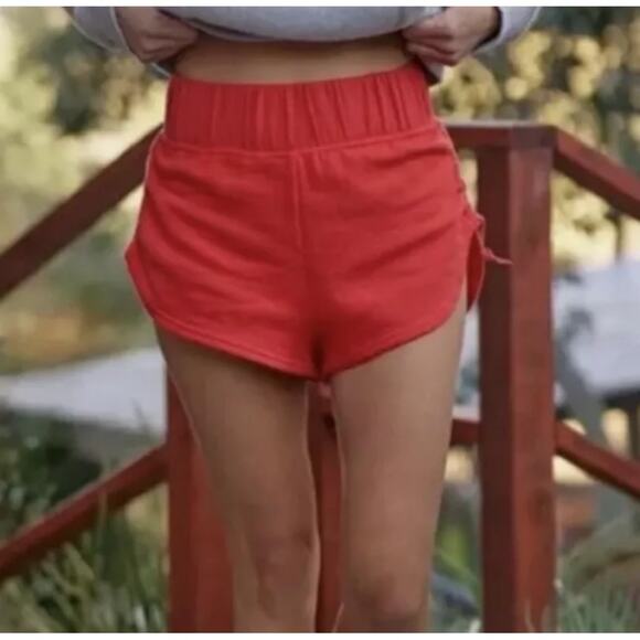 Free People Movement Off Sides Ruched Shorts in Grapefruit Red Size M Athletic - Picture 11 of 11